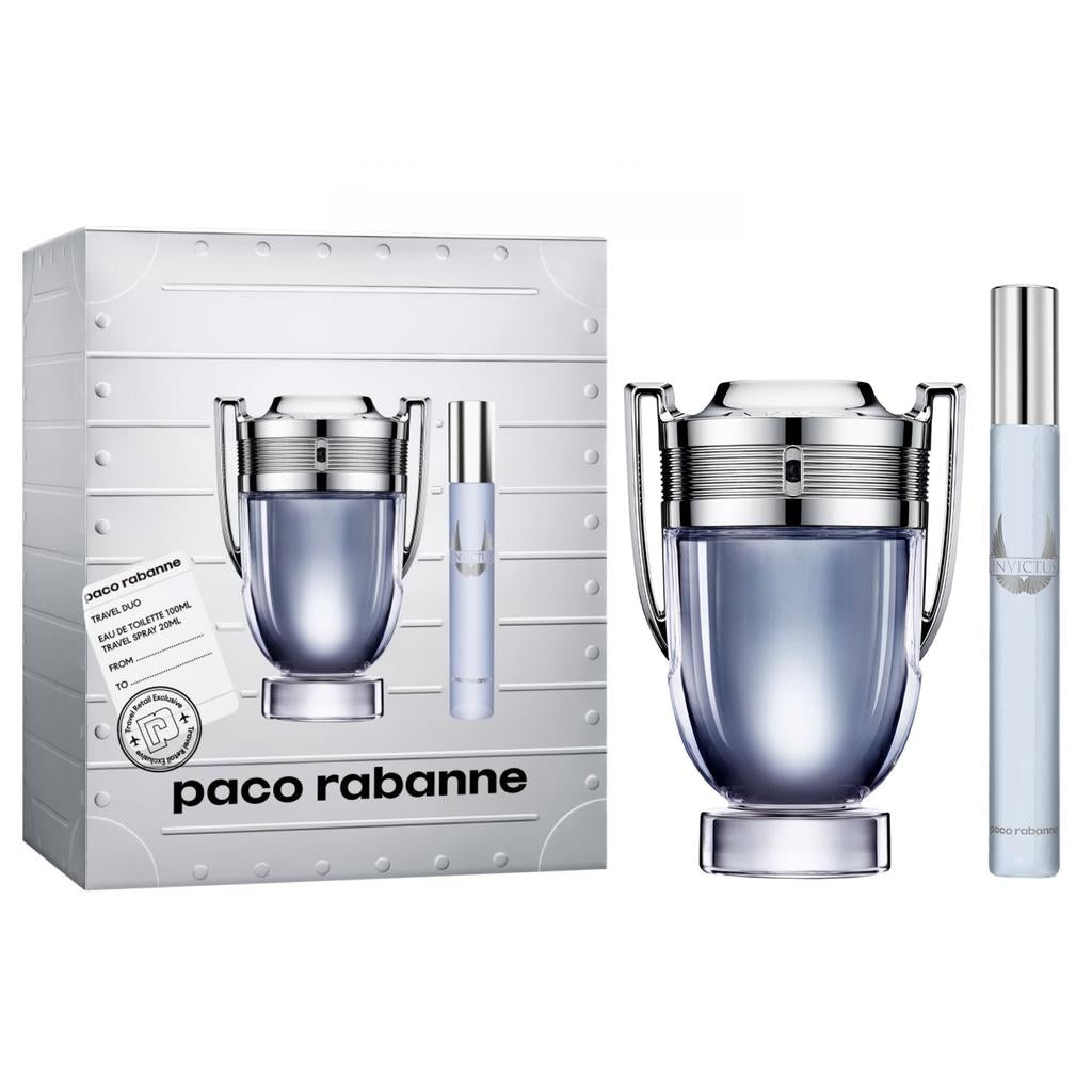 Paco Rabanne 2PC Invictus 3.4 EDT Travel Spray Soft Box